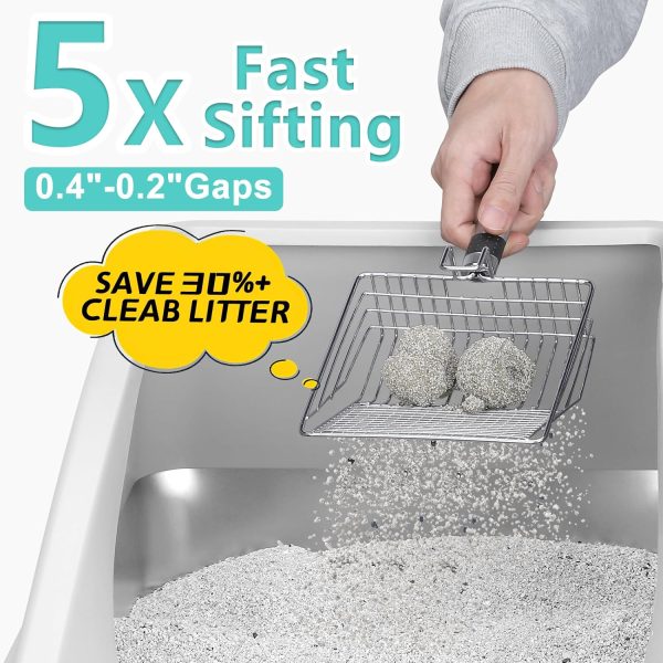 AIPERRO Stainless Steel Cat Litter Box Enclosed Design XL-4