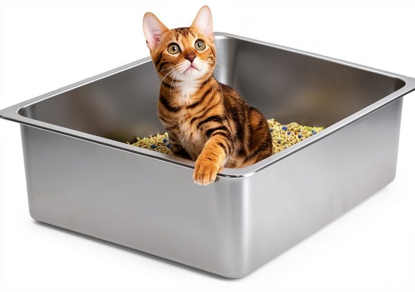 Kirecoo Stainless Steel Cat Litter Box Open Top Easy Clean-0