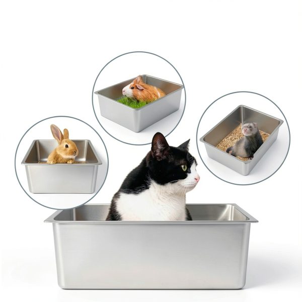 Kirecoo Stainless Steel Cat Litter Box Large Open Top-5