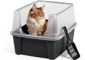 IRIS USA Open Top Cat Litter Box Easy Clean Privacy-0