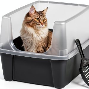 IRIS USA Open Top Cat Litter Box Easy Clean Privacy-0