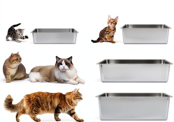 Kirecoo Stainless Steel Cat Litter Box Large Size Easy Clean-6