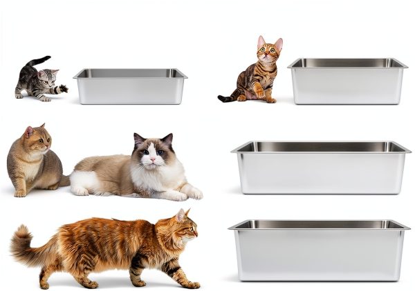 Kirecoo Stainless Steel Cat Litter Box Open Top Easy Clean-6