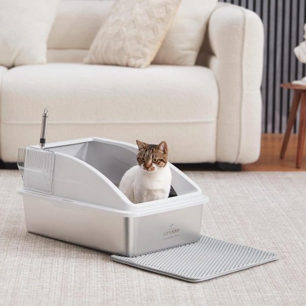 AIPERRO Stainless Steel Cat Litter Box Enclosed Design XL-6