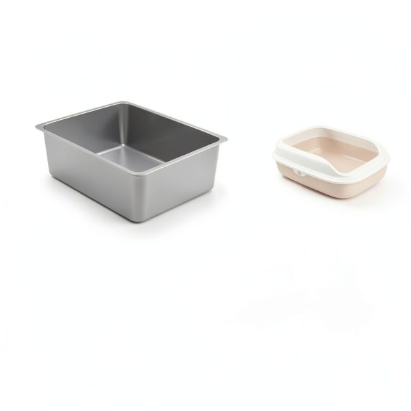 Kirecoo Stainless Steel Cat Litter Box Open Top Easy Clean-3
