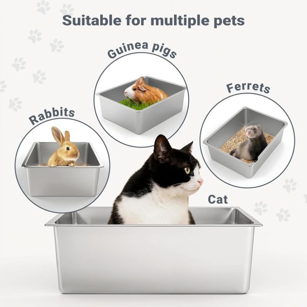 Kirecoo Stainless Steel Cat Litter Box Large Open Top-7
