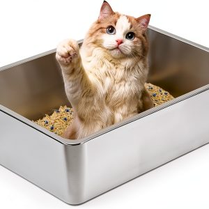 Kirecoo Stainless Steel Cat Litter Box Large Size Easy Clean-0