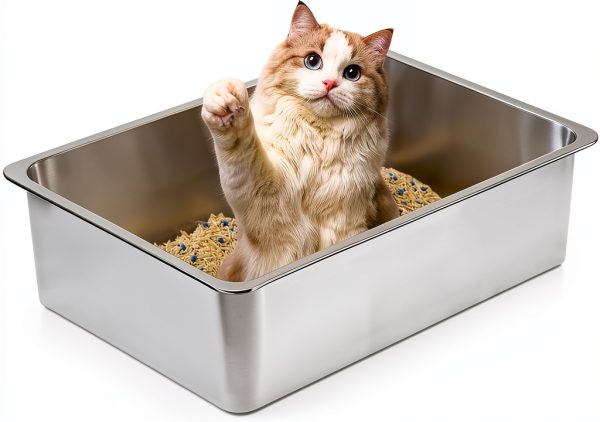 Kirecoo Stainless Steel Cat Litter Box Large Size Easy Clean-0