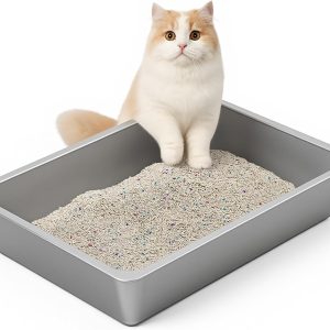 Kirecoo Stainless Steel Cat Litter Box Large Open Top-0