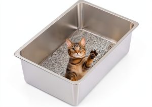 Kirecoo Stainless Steel Cat Litter Box Large Open Top-0