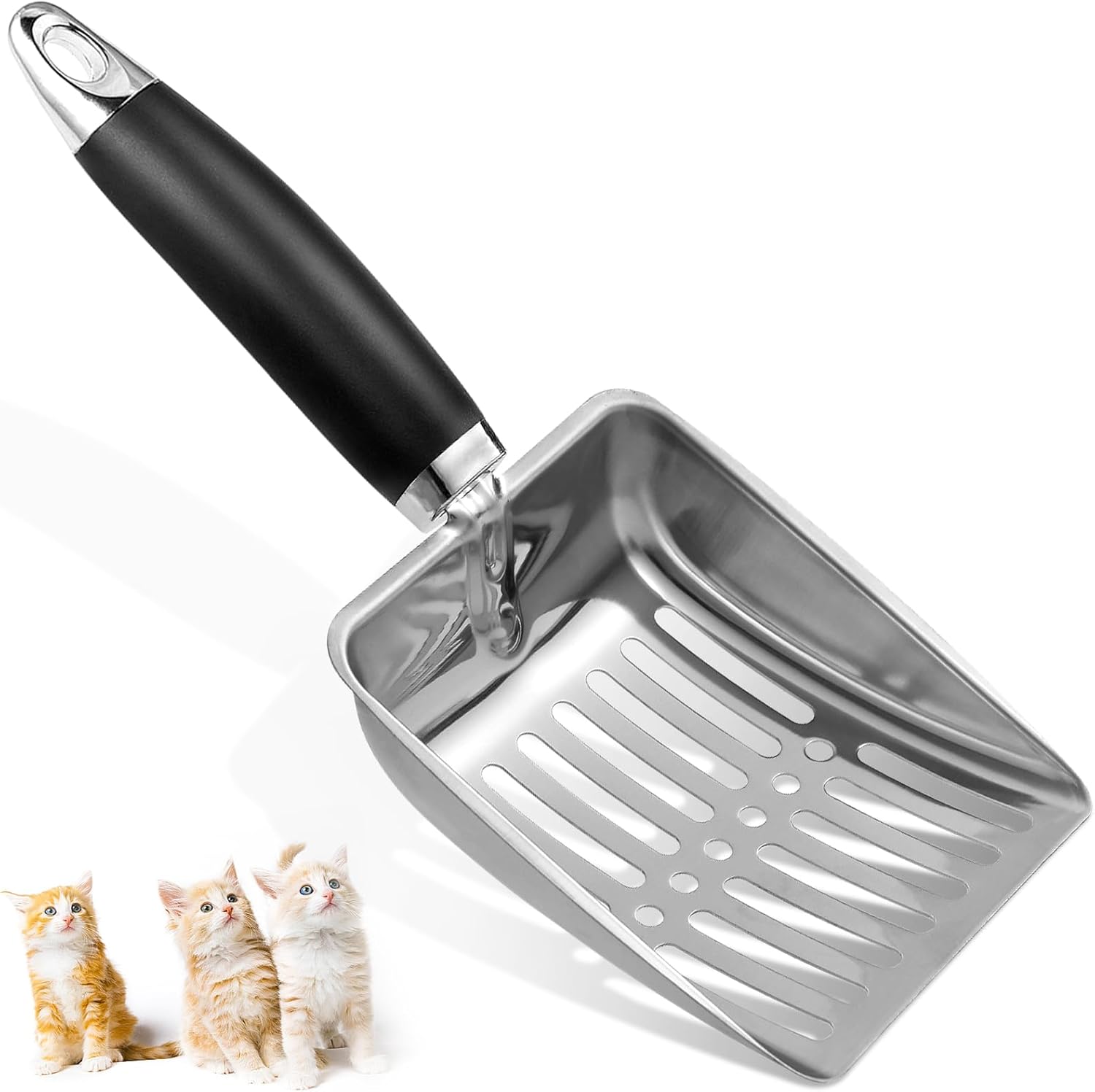 Apidgrowth cat litter scoop in use with a litter box