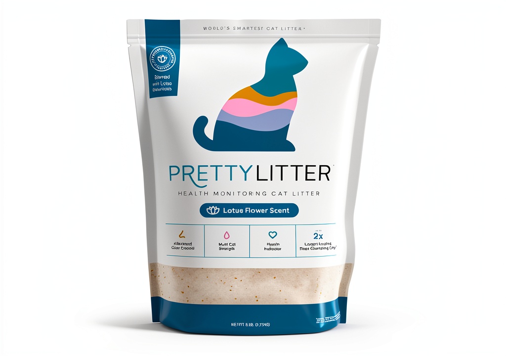 Installing PrettyLitter Health Monitoring Cat Litter Silica Gel on a wooden desk