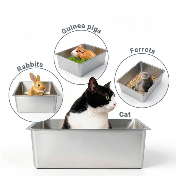 Kirecoo Stainless Steel Cat Litter Box Large Size Easy Clean-5