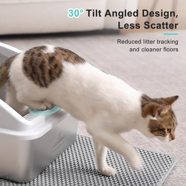 AIPERRO Stainless Steel Cat Litter Box Enclosed Design XL-2