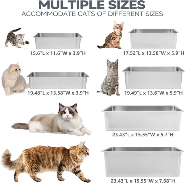 Kirecoo Stainless Steel Cat Litter Box Large Open Top-6