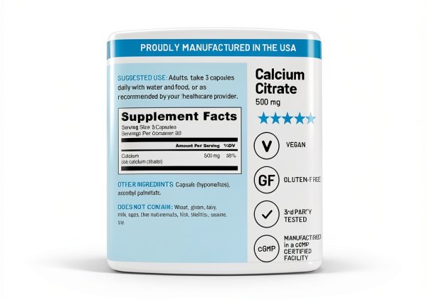 NatureWise Calcium Citrate 500mg Vegan Capsules-3