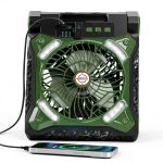 MORECORE 10000mAh 11inch Solar Camping Fan with Dual Charging, 4 Speeds & 3 Light Levels, 36H Run Time, Timer & 90° Adjustable, Portable Quiet Desk Fan for Hiking, Hurricane, Outages, Fishing-Green-0