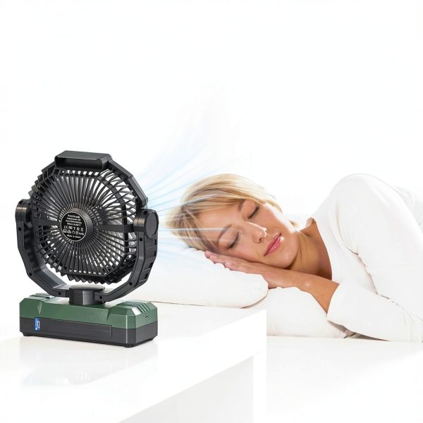 Camping Fan FRIZCOL 3 in 1 Portable Rechargeable 36000mAh Green Large-3