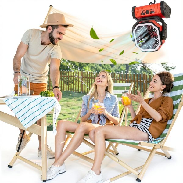 20000mAh Camping Fan - Rechargeable Battery Powered Portable Fan with LED Lantern, Remote Control, Oscillating, 360° Rotation Hanging Hook for Outdoor Travel, Camp, Tent-2