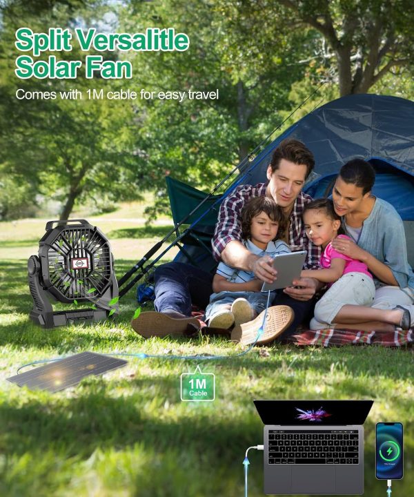 Solar Fan CONBOLA 9-Inch Portable Camping Fan with LED Lantern-6