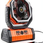 20000mAh Camping Fan - Rechargeable Battery Powered Portable Fan with LED Lantern, Remote Control, Oscillating, 360° Rotation Hanging Hook for Outdoor Travel, Camp, Tent-0