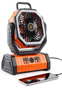 20000mAh Camping Fan - Rechargeable Battery Powered Portable Fan with LED Lantern, Remote Control, Oscillating, 360° Rotation Hanging Hook for Outdoor Travel, Camp, Tent-0