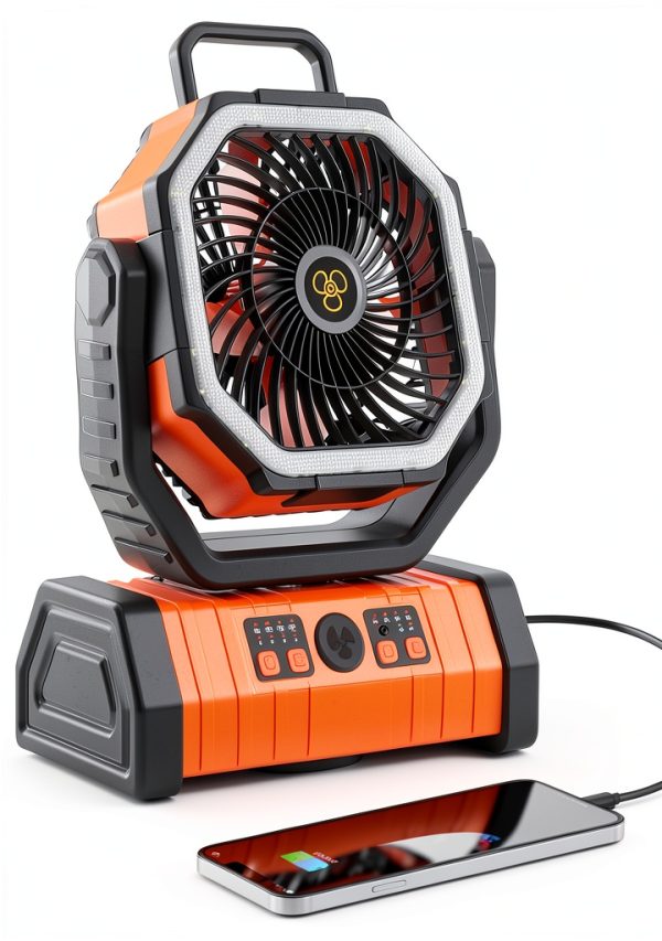 20000mAh Camping Fan - Rechargeable Battery Powered Portable Fan with LED Lantern, Remote Control, Oscillating, 360° Rotation Hanging Hook for Outdoor Travel, Camp, Tent-0
