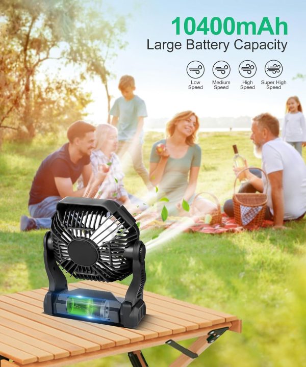Solar Fan CONBOLA 9-Inch Portable Camping Fan with LED Lantern-2