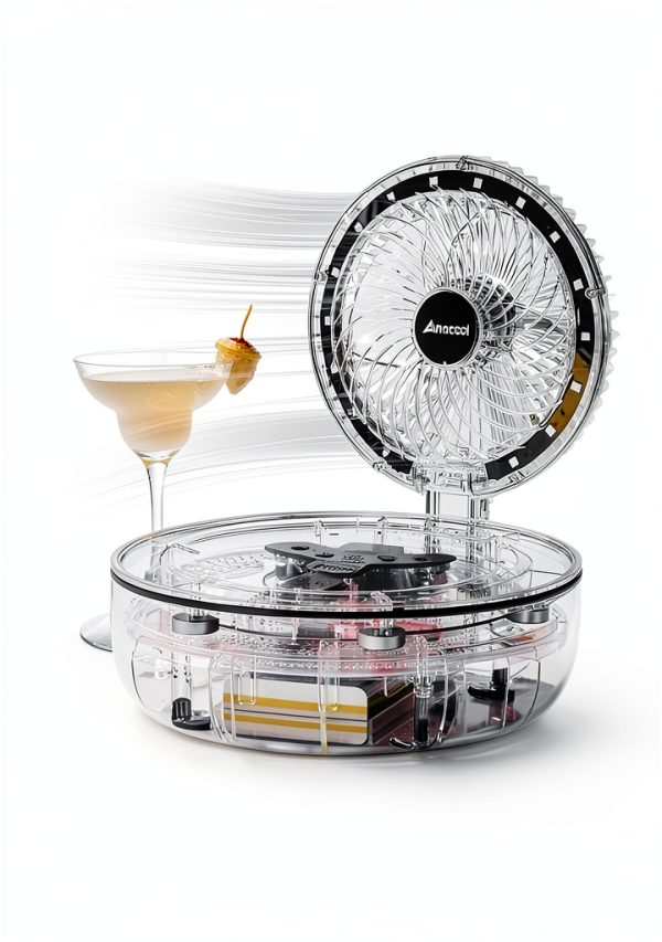 Transparent Folding Fan by AMACOOL 8 Inch Rechargeable 83 Hour Runtime-1