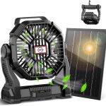 Solar Fan CONBOLA 9-Inch Portable Camping Fan with LED Lantern-0