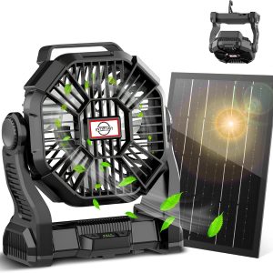 Solar Fan CONBOLA 9-Inch Portable Camping Fan with LED Lantern-0