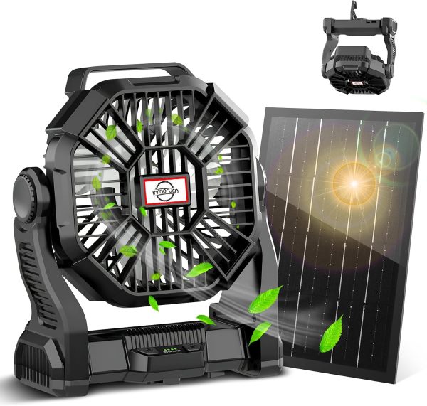 Solar Fan CONBOLA 9-Inch Portable Camping Fan with LED Lantern-0