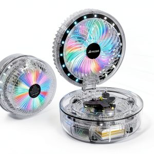 Transparent Folding Fan by AMACOOL 8 Inch Rechargeable 83 Hour Runtime-0