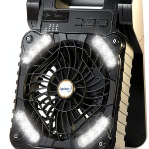 Camping Fan Solar Powered lynker - 4 Speed Quiet Fan with LED (Black)-0