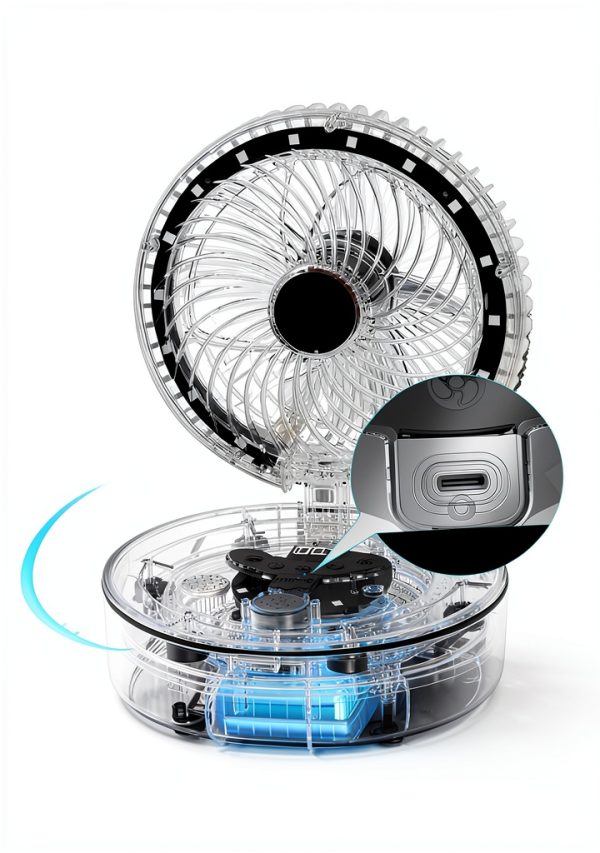 Transparent Folding Fan by AMACOOL 8 Inch Rechargeable 83 Hour Runtime-2