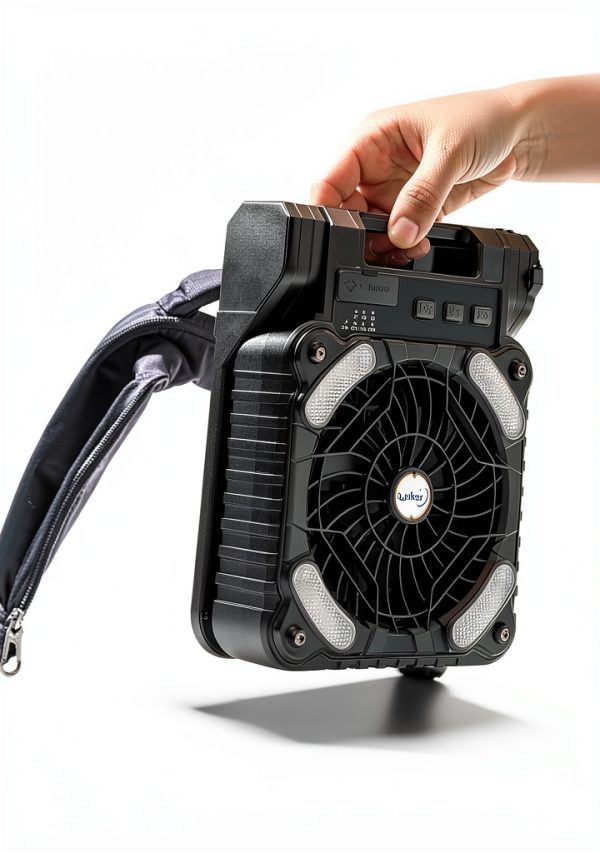 Camping Fan Solar Powered lynker - 4 Speed Quiet Fan with LED (Black)-6