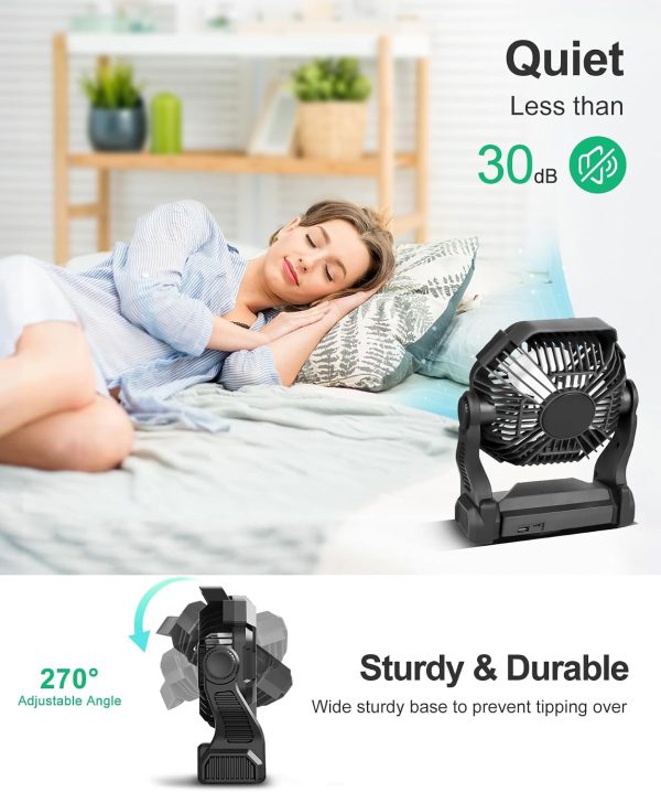 Solar Fan CONBOLA 9-Inch Portable Camping Fan with LED Lantern-3