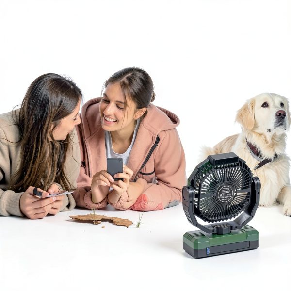 Camping Fan FRIZCOL 3 in 1 Portable Rechargeable 36000mAh Green Large-2