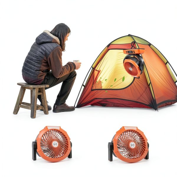 Camping Fan Sireck 12" Rechargeable LED Light Fan Orange-5
