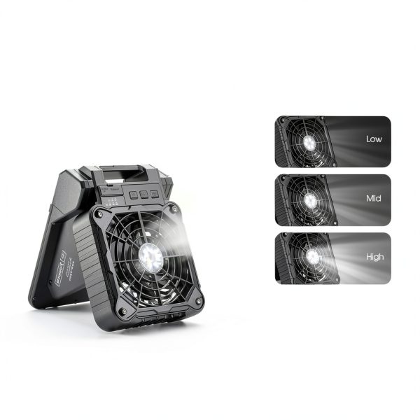 Solar Camping Fan by JINLICTE X99 Black 10400mAh Quiet LED Lantern-4