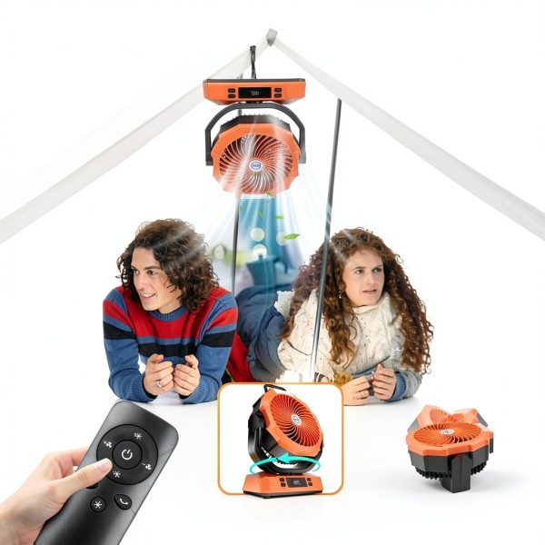 Camping Fan Sireck 12" Rechargeable LED Light Fan Orange-3