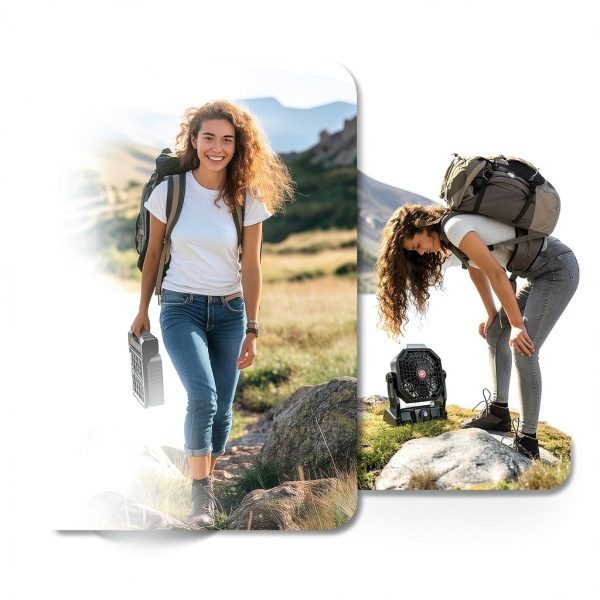 Solar Camping Fan by JINLICTE X99 Black 10400mAh Quiet LED Lantern-5