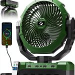 Camping Fan FRIZCOL 3-in-1 Portable Rechargeable 24000mAh Green-0