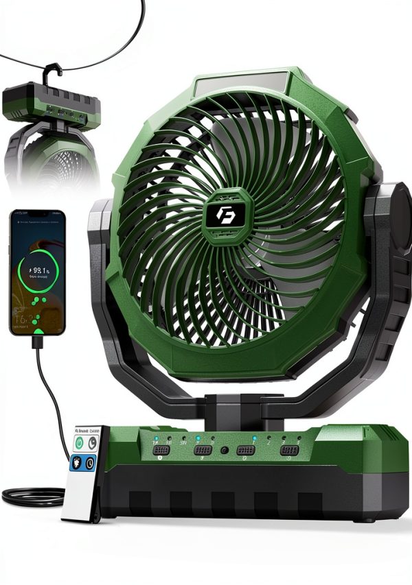 Camping Fan FRIZCOL 3-in-1 Portable Rechargeable 24000mAh Green-0