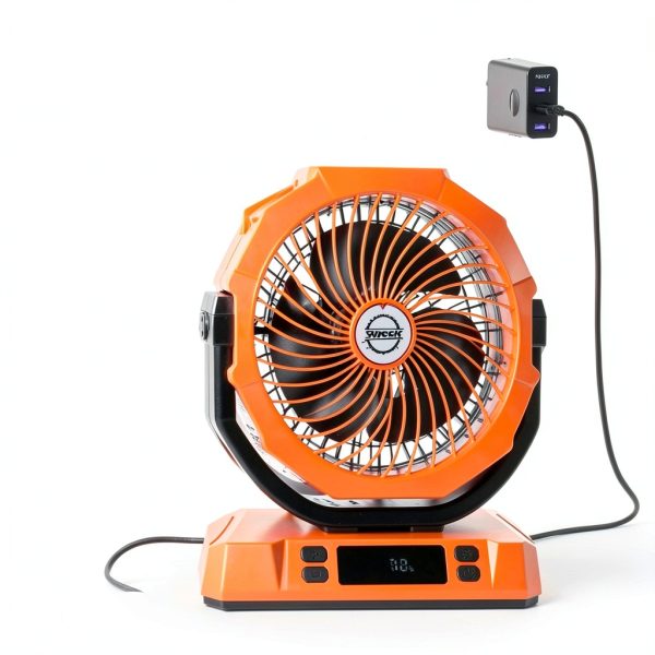 Camping Fan Sireck 12" Rechargeable LED Light Fan Orange-1