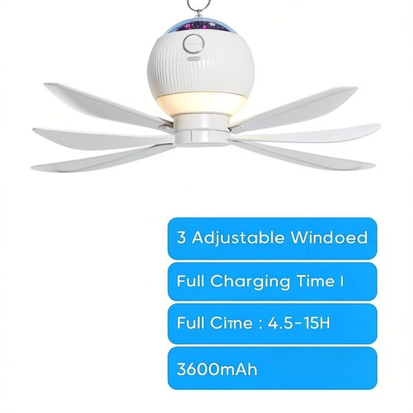 Portable Camping Fan ONXE Hanging Fan Starry Light 3600mAh Battery-4