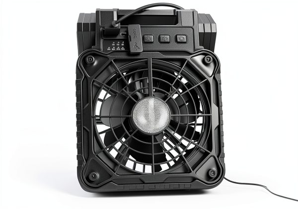 Solar Camping Fan by JINLICTE X99 Black 10400mAh Quiet LED Lantern-0