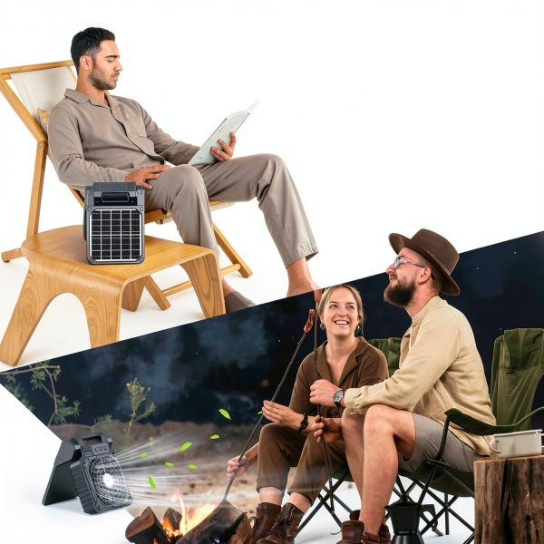 Solar Camping Fan by JINLICTE X99 Black 10400mAh Quiet LED Lantern-3