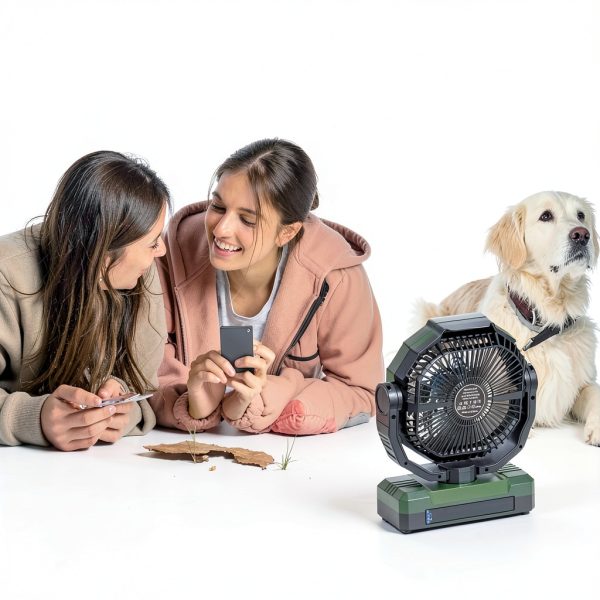 Camping Fan FRIZCOL 3-in-1 Portable Rechargeable 24000mAh Green-2