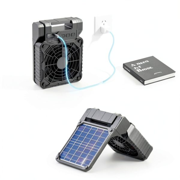 Solar Camping Fan by JINLICTE X99 Black 10400mAh Quiet LED Lantern-1